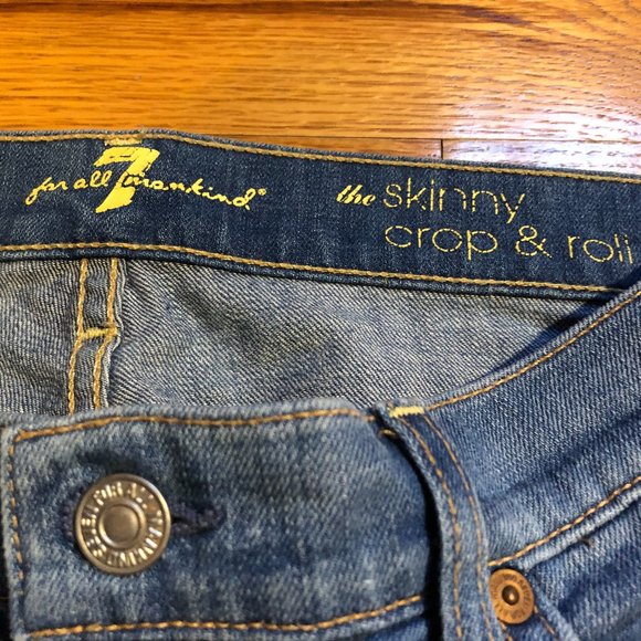 7 FOR ALL MANKIND SKINNY CROP ROLL CAPRI JEANS 25 - Picture 3 of 7